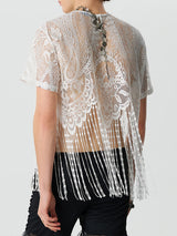 Mens Fringe Lace See Through Crop Top SKUK54943