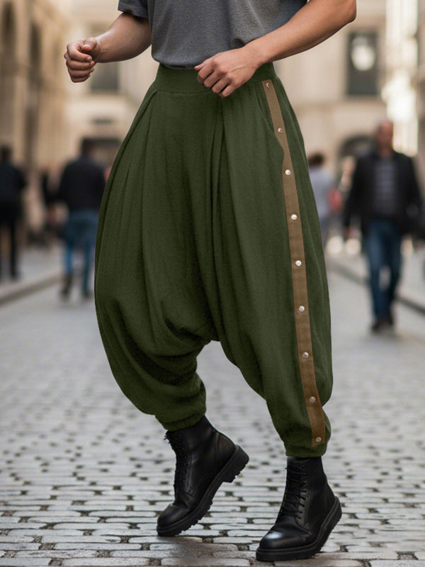 Men's Casual Contrast Edge Stud Button Pant SKUL48669