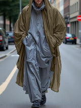 Men's Solid Hooded Loose Long Sleeve Cardigan SKUL32841