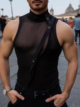 Mens Sheer Mesh Panel Sleeveless Tank SKUL06340