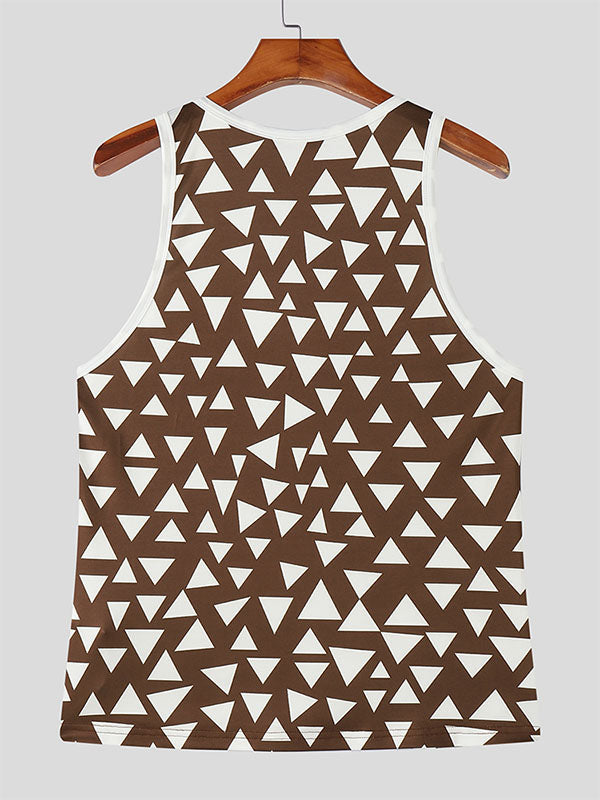 Mens Geometric Colorblock Pattern Casual Tank SKUL15015