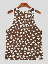 Mens Geometric Colorblock Pattern Casual Tank SKUL15015