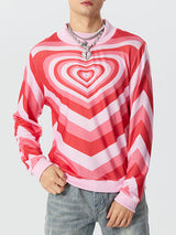 Mens Heart Print Crew Neck Long Sleeve T-Shirt SKUK31081