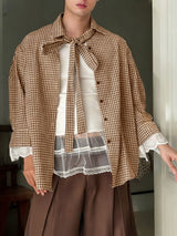 Men's Plaid Bow Long Sleeve Shirt SKUL45417