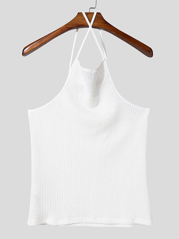 Men's Solid Color Cutout Casual Tank SKUL15381