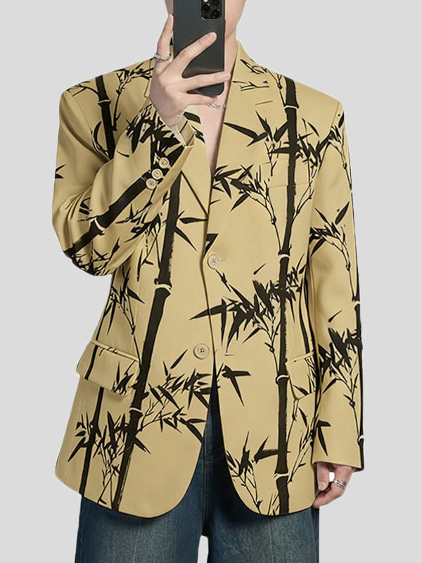 Men's Bamboo Print Long Sleeve Blazer SKUL37521