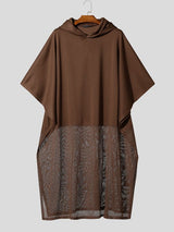 Men's Avant-Garde Darkwear Nightclub Party Sheer Mesh Patchwork Cape Cloak SKUL84578