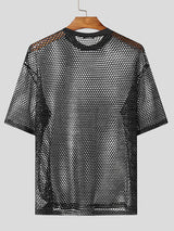 Mens Shimmer Mesh Sheer Half-Sleeve T-Shirt SKUK99783