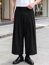 Men's Clean-Fit Minimalist Daily Commute Slanted Button Fly High-Waist Cropped Pant SKUL84631