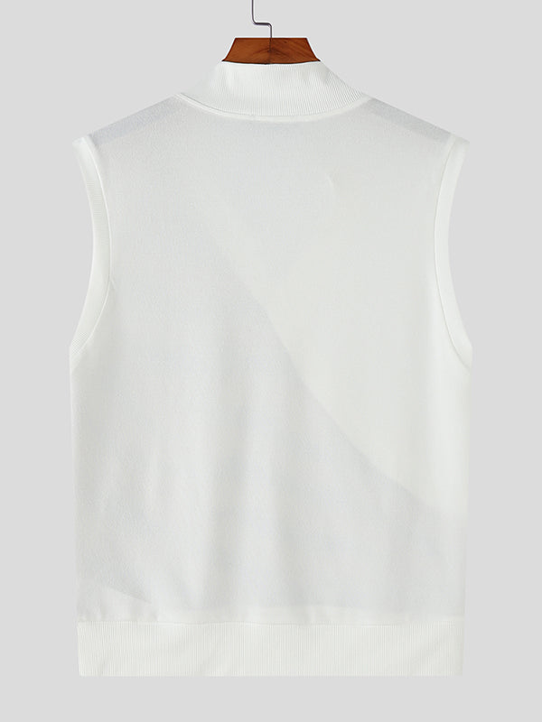 Mens Tiger Print Patchwork Casual Tank SKUL12861