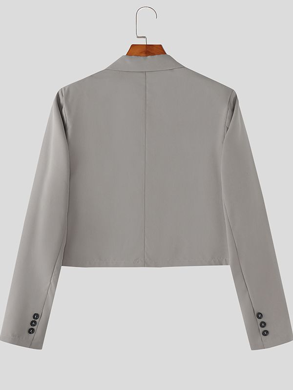 Men's Solid Color Cropped Long Sleeve Blazer SKUL50060