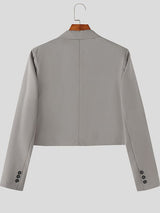 Men's Solid Color Cropped Long Sleeve Blazer SKUL50060