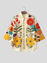 Mens Casual Floral Print Colorblock Shirt SKUL05737