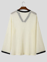 Men's Semi-Sheer Mesh Colorblock Long Sleeve T-Shirt SKUL25963