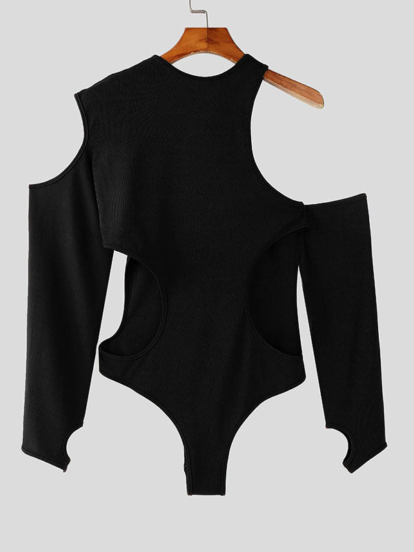 Mens Cut-Out Design Long-Sleeve Bodysuit SKUK85566