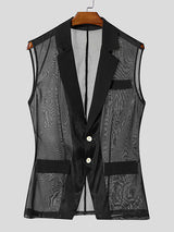 Men's Sheer Striped Casual Waistcoat SKUL19008
