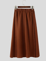 Mens Solid Color Long Slit Skirt SKUL11673