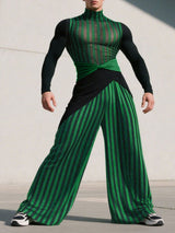 Men's Contrast Stripe Sheer Mesh Two Pieces Outfit SKUL25997