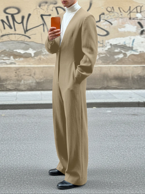 Men's Back Cutout Design Long Sleeve Jumpsuit SKUL43629