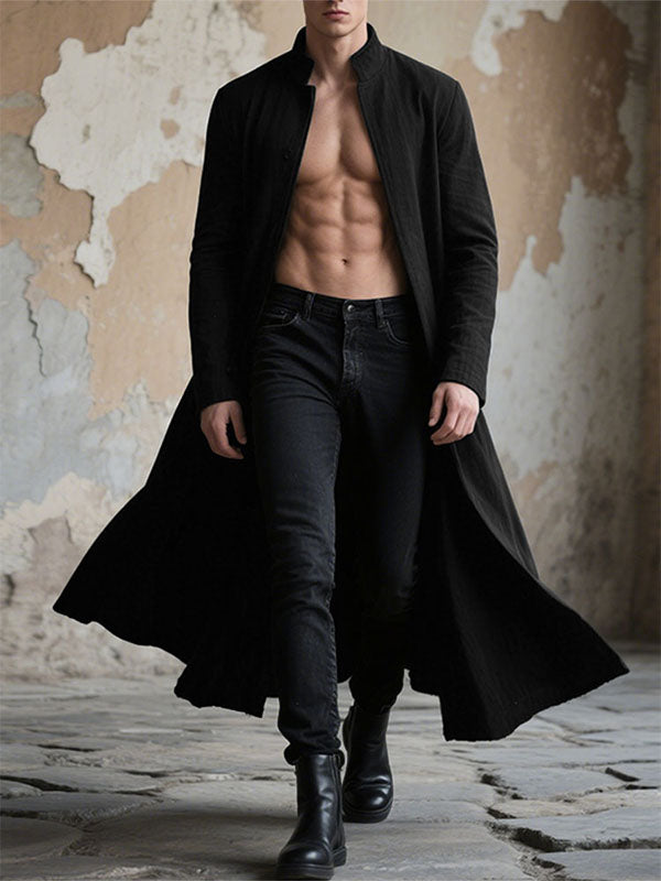 Men's Solid Color Stand Collar Long Sleeve Cardigan SKUL25750