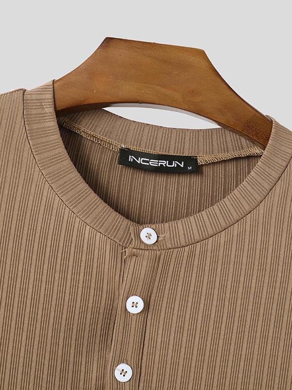 Mens Textured Ribbed Long-Sleeve T-Shirt SKUL01326