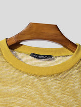 Men's Hollow Mesh Crew Neck Long Sleeve T-Shirt SKUL41198