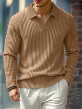 Men's Solid Color Textured Long Sleeve Sweater SKUL28545