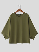 Men's Minimalist Loose Crew Neck Long Sleeve T Shirt SKUL41457