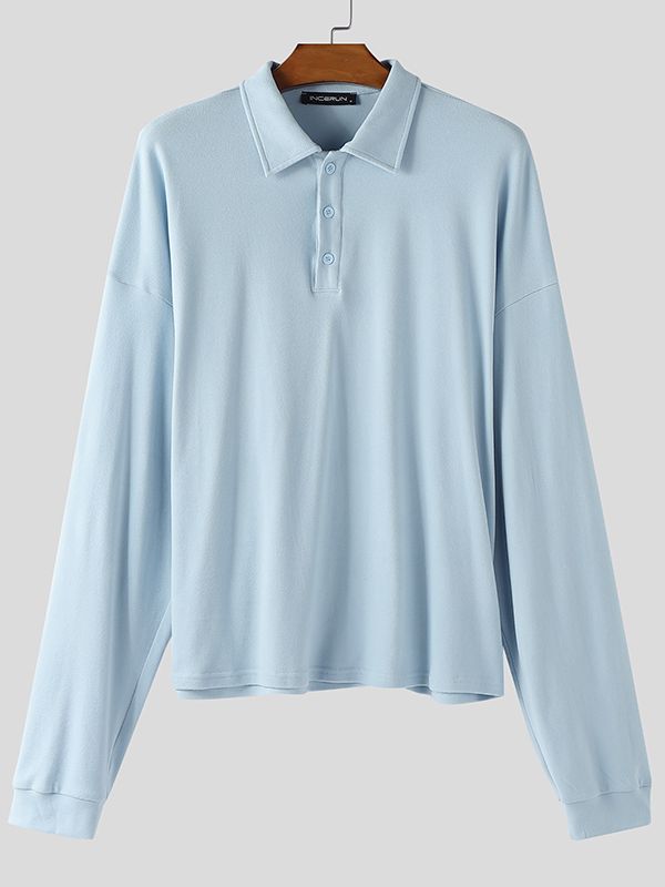 Men's Minimalist Solid Color Long Sleeve Shirt SKUL44026
