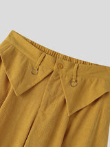 Men's Japanese Streetwear Fold-Over Waist Corduroy Baggy Balloon Pant SKUL79042
