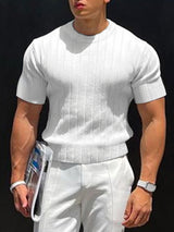 Mens Solid Short Sleeve Knit T-shirt SKUJ91166