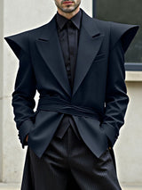 Men's Deconstructed Striped Waist Long Sleeve Blazer SKUL35111