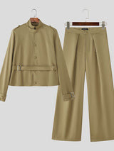 Men's Deconstructed Padded Shoulder Casual Two Pieces Outfit SKUL37230