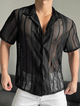 Mens Mesh See Through Short Sleeve Shirt SKUK57942