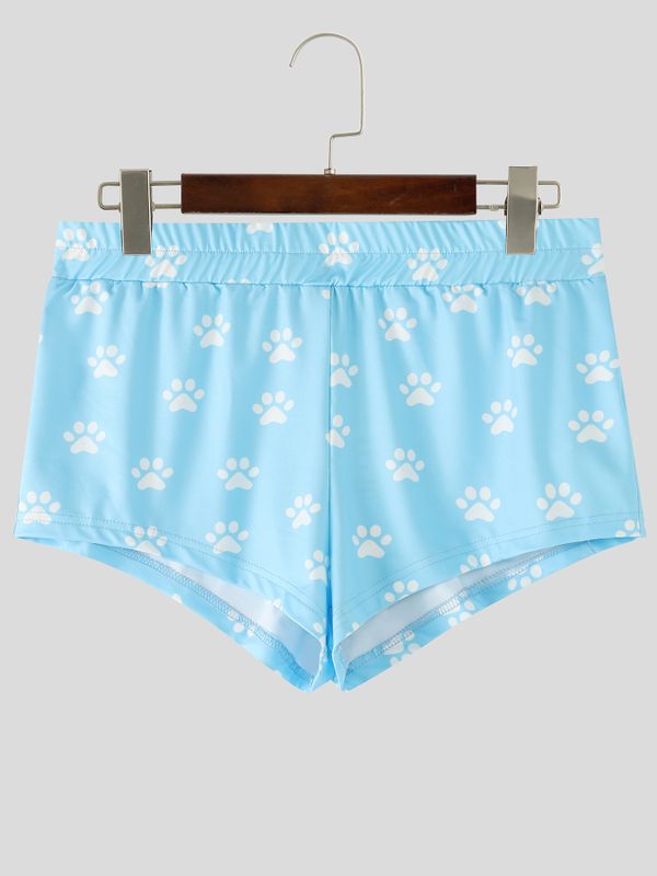 Men's Playful Paw Print High-Stretch Booty Short SKUL75691