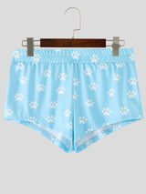 Men's Playful Paw Print High-Stretch Booty Short SKUL75691