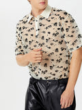 Mens Rose Embroidered See Through Casual Shirt SKUK58924