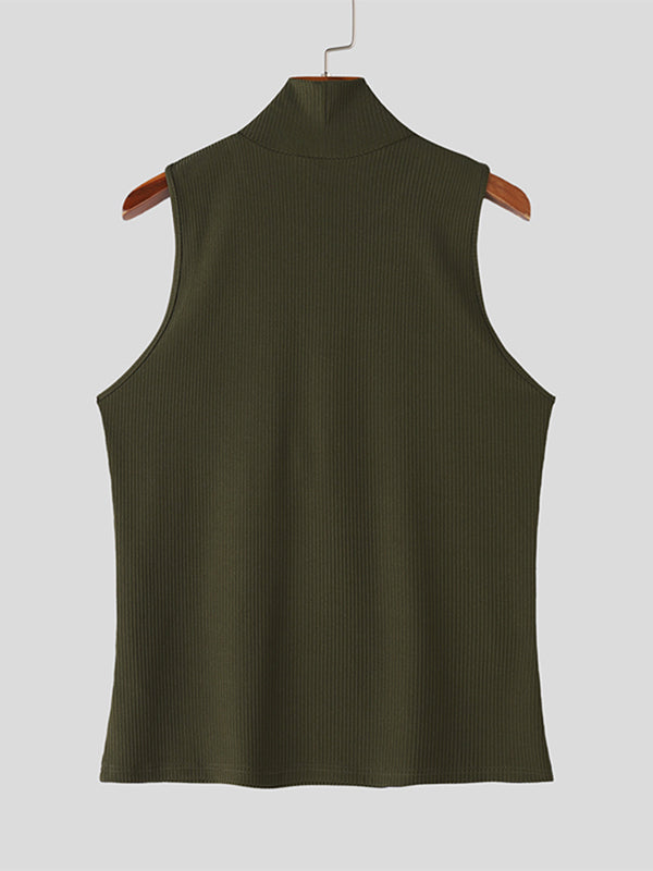 Mens Metal Ring Cutout High Neck Tank SKUL09496