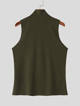 Mens Metal Ring Cutout High Neck Tank SKUL09496