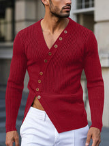 Mens Textured Long-Sleeve V-Neck T-Shirt SKUK99819