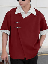 Men's Avant-Garde New Chinese Style 2-in-1 Layered Asymmetrical Shirt SKUL60171