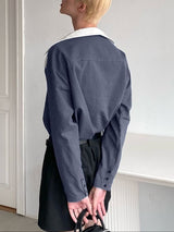 Men's Off Shoulder Contrast Color Long Sleeve Shirt SKUL47596