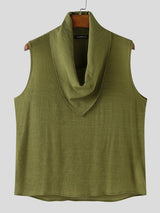 Men's Solid Color Cowl Neck Casual Tank SKUL13697