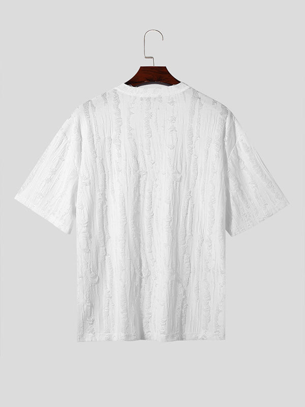 Mens Ripped See Through Short Sleeve T-Shirt SKUK51059