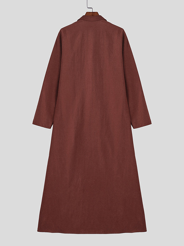 Men's Solid Color Long Hem Long Sleeve Shirt SKUL30804