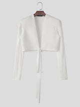 Men's Solid Color Padded Shoulder Cropped Long Sleeve Jacket SKUL41419