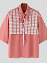 Men's Minimalist Faux Two Piece Patchwork Half Sleeve Shirt SKUL51798