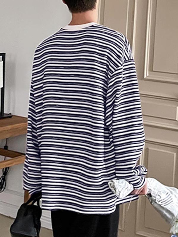 Mens Colorblock Striped Long-Sleeve T-Shirt SKUK73584