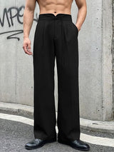Men's Solid Color New Chinese Style Frog Button Casual Pant SKUL60065