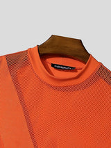 Men's Sheer Mesh Patchwork Side Tie Tank SKUL48621